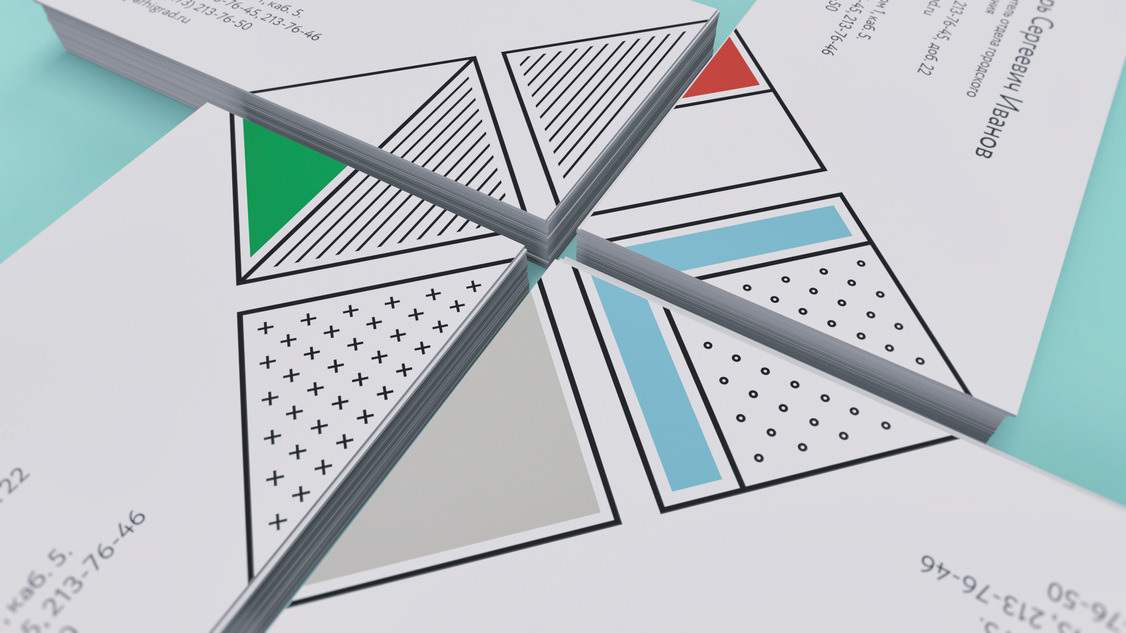 Join the business cards together to make the DAUP logo.