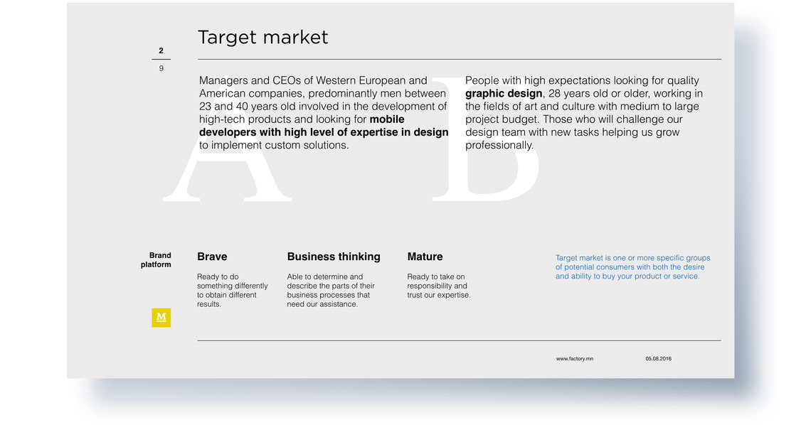 Page 2, Manufactura’s target market