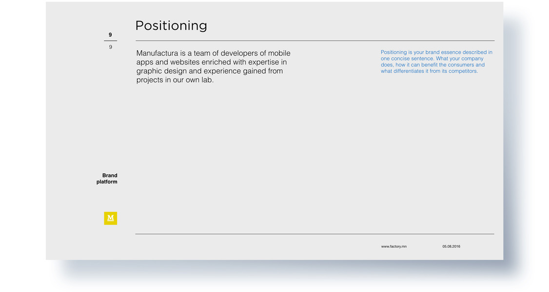Page 9, Manufactura’s positioning